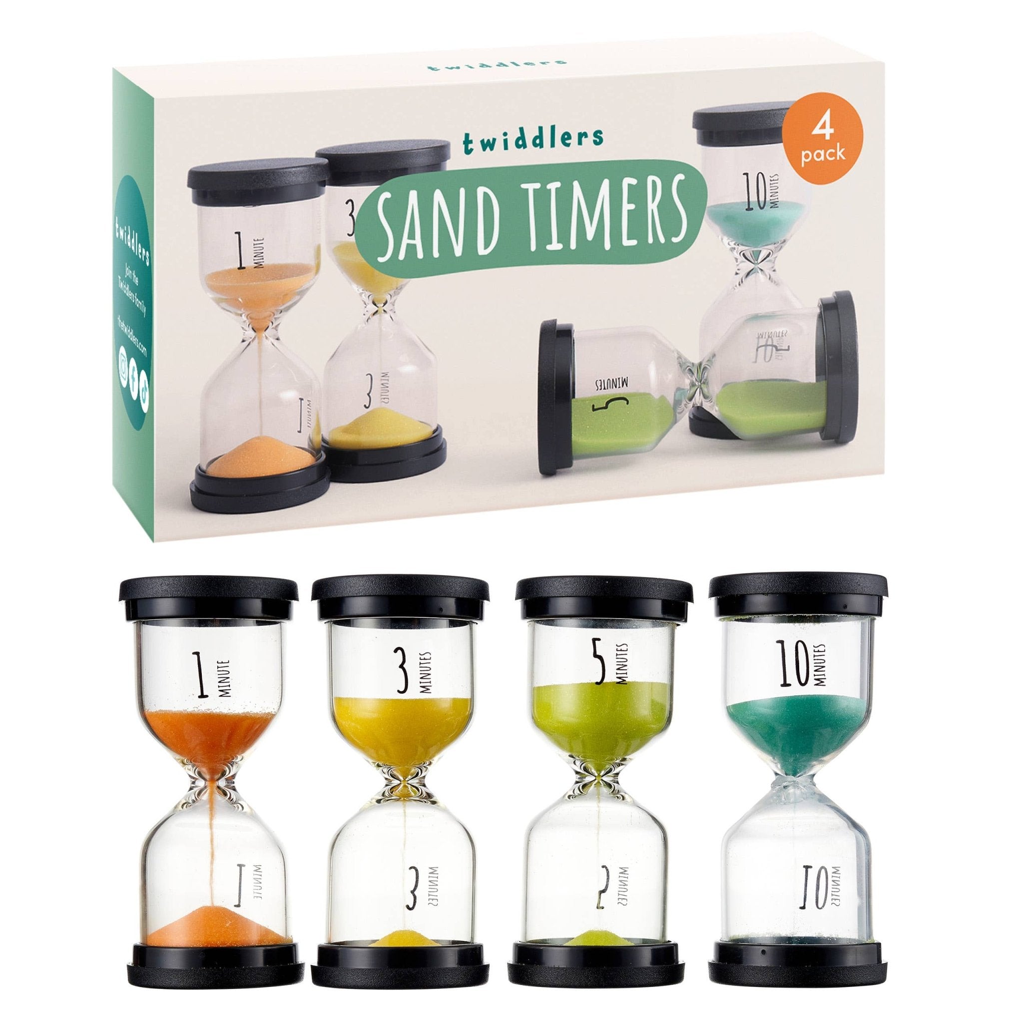4 Set Hourglass Sand Clock, Kitchen Accessory Perfect - Enchanted Toys