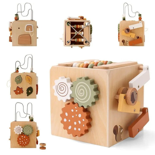 5 - in - 1 Wooden Activity Cube - Enchanted Toys