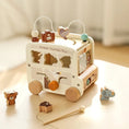 Load image into Gallery viewer, Wooden Montessori Baby Five - in - one Bus Toy - Enchanted Toys
