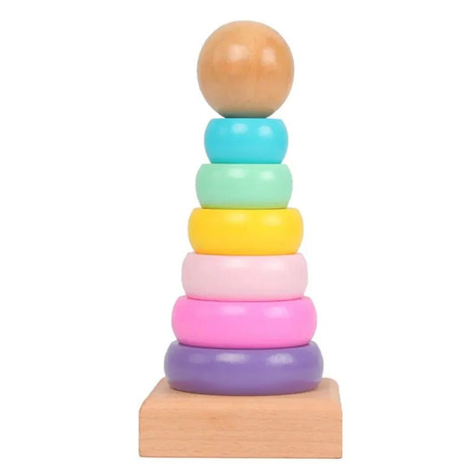 Wooden Rainbow Ring Stacker - Enchanted Toys