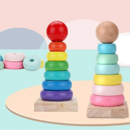 Wooden Rainbow Ring Stacker - Enchanted Toys